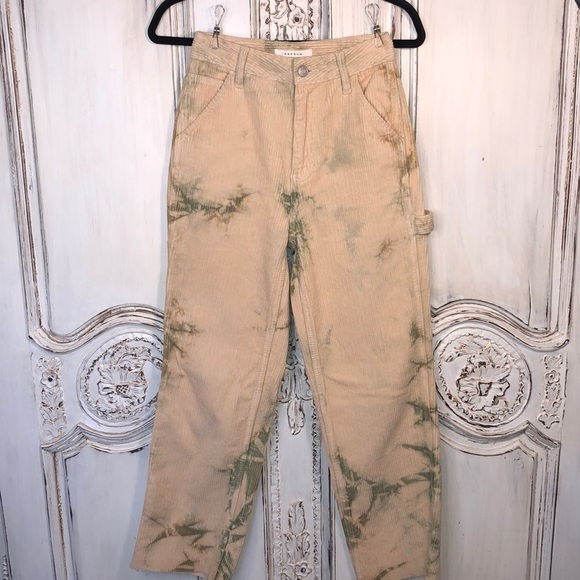Pacsun 100% Cotton Wide Wale Splash Dyed Corduroy Y2K BF Carpenter Pants S/24 - Picture 1 of 14